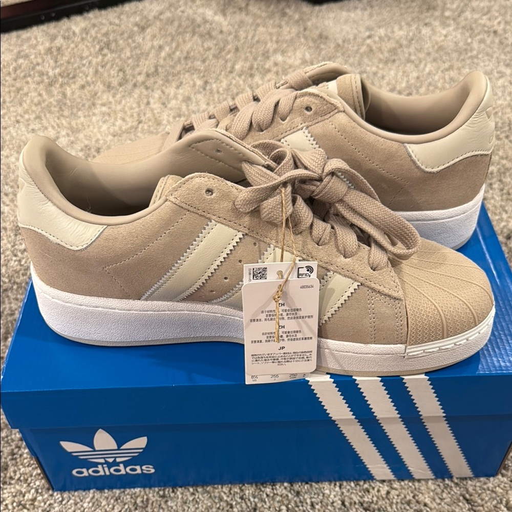 Adidas Superstar XLG Tan and Cream Sneakers
